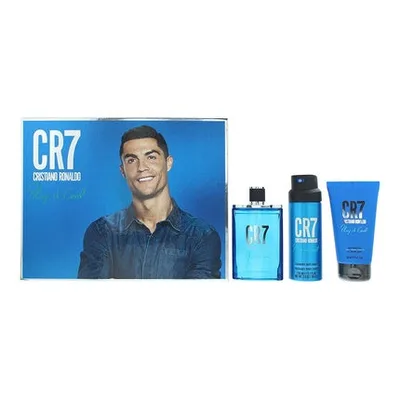 Set Cadou Parfum CR7 Play It Cool, Cristiano Ronaldo, 3 bucăți, albastru