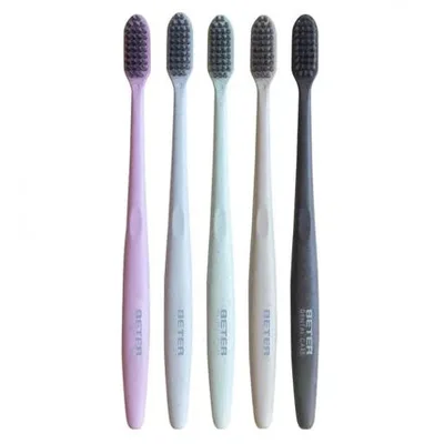 Periuță de dinți pentru adulți, Beter, Soft, set 5 culori (roz, albastru, verde, alb, gri)