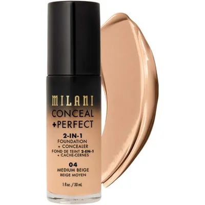Fond de ten Milani Conceal + Perfect, 2-in-1, Medium Beige, 30 ml