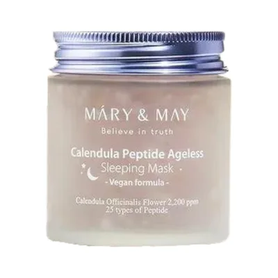 Mască de noapte anti-îmbătrânire Mary&May Calendula Peptide, 110g, ambalaj sticlă mat