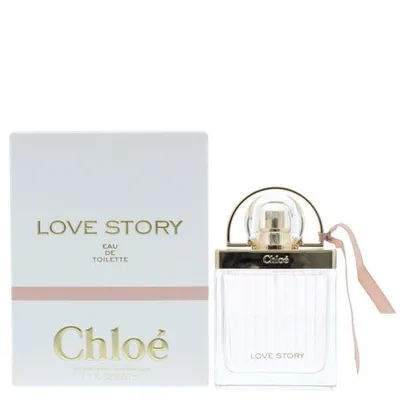 Parfum Chloé Love Story, Eau de Toilette, 50ml, sticlă transparentă cu panglică roz