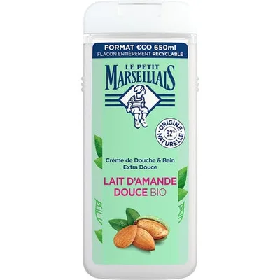 Gel de duș Le Petit Marseillais, Lait Amande Douce Bio, 650ml