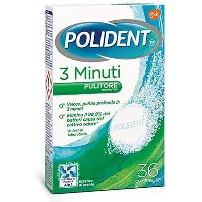 Tablete de curățare rapidă, Polident, 3 Minute, 36 bucăți