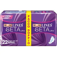 Absorbante Lines Seta Ultra cu Aripioare, Extra Lungi, 22 Bucăți, Mov