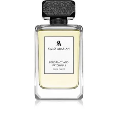 Eau de Parfum Swiss Arabian Bergamot și Patchouli, 100 ml, sticlă transparentă, capac negru