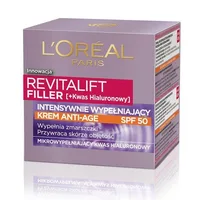 Cremă de zi cu SPF50, L'Oréal Paris Revitalift Filler, Acid Hialuronic, 50ml