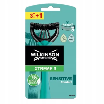 Brici de unică folosință, Wilkinson Sword, Xtreme 3 Sensitive, 3+1 bucăți, verde