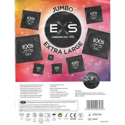 Prezervative Exs Jumbo, latex natural, siliconate, extra mari