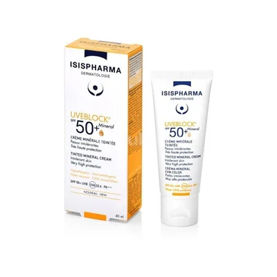Crema cu protectie solara UVEBLOCK SPF 50+ Tinted Mineral, 40 ml, IsisPharma
