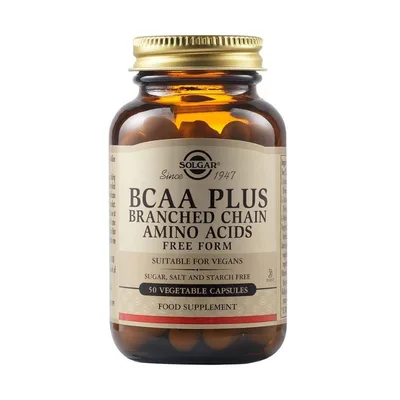 Aminoacizi esentiali BCAA Plus, 50 capsule, Solgar