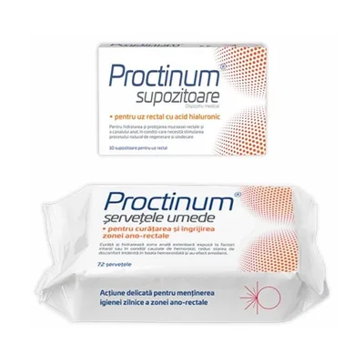 10 supozitoare Proctinum+ Servetele umede 72 bucati, Zdrovit