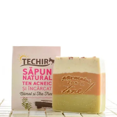 Sapun natural pentru ten acneic si incarcat, 120 g, Techir