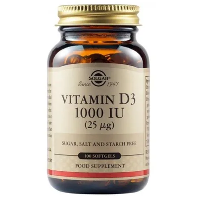 Vitamina D3 1000UI, 100 tablete masticabile, Solgar