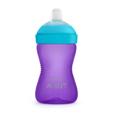 Cana cu tetina moale rezistenta la muscaturi Philips Avent, +9 luni, mov, 300 ml, SCF802/02, Philips
