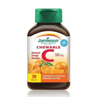 Vitamina C 500mg cu gust de portocale, 120 tablete masticabile, Jamieson