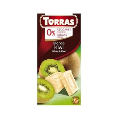 Ciocolata alba cu kiwi, 75g, Torras