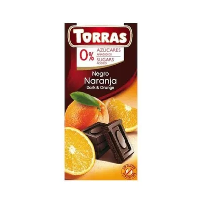 Ciocolata neagra cu Portocale, 75g, Torras