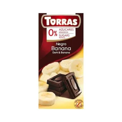 Ciocolata neagra cu banana, 75g, Torras