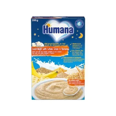 Cereale cu lapte si banana Noapte Buna de la 6 luni, 200g, Humana