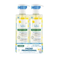Pachet Gel spumant delicat pentru copii, Klorane Bebe | 500 ml + 500 ml