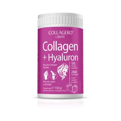 Collagen + Hyaluron cu aroma de capsuni Collagero, 150g, Zenyth