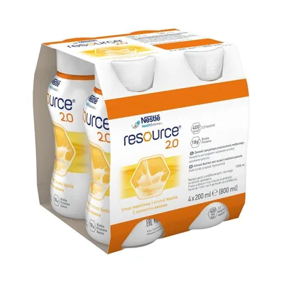 Resource 2.0 fara gluten cu aroma de vanilie, 4*200 ml, Nestle