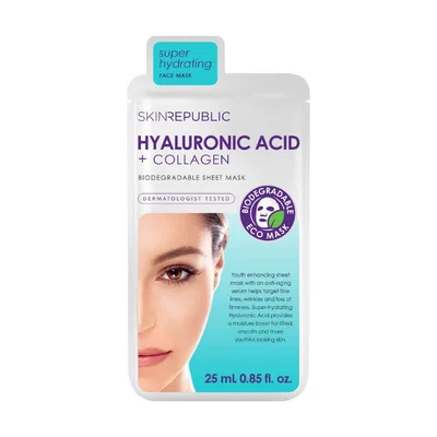 Masca servetel cu Acid Hialuronic si Colagen, 25 ml, Skin Republic