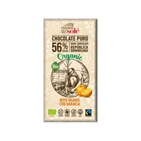 Ciocolata bio cu 56% cacao si portocale, 100g, Chocolates Sole