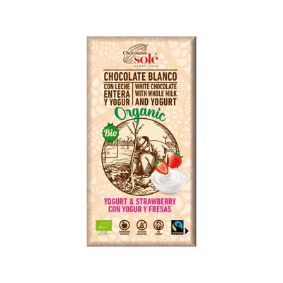 Ciocolata bio cu iaurt si capsuni, 100g, Chocolates Sole