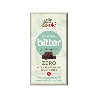 Ciocolata amaruie cu stevie fara zahar 72% cacao, 100g, Chocolates Sole