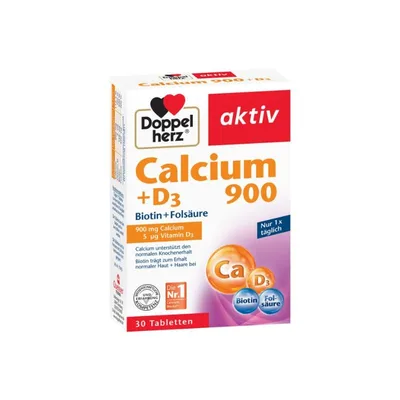 Calciu 900mg + D3 + Biotina + Acid folic Aktiv, 30 comprimate, Doppelherz