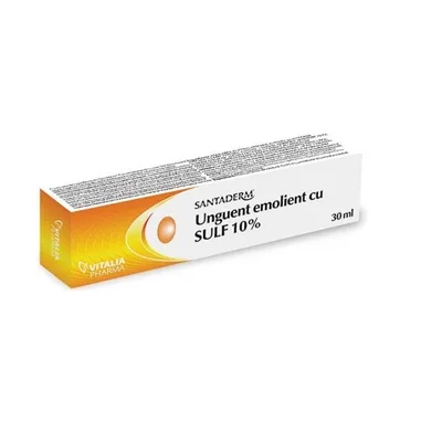 Unguent emolient cu sulf 10% Santaderm, Viva Pharma | 30ml