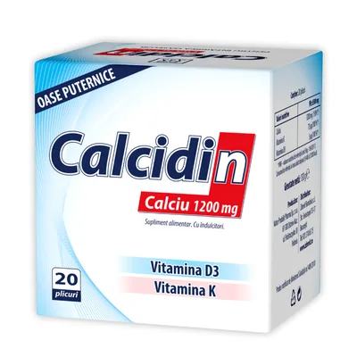 Calcidin, Calciu 1200mg, 20 plicuri, Zdrovit