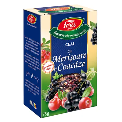 Ceai cu merisoare si coacaze, 75g, Fares