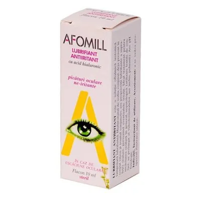 Picaturi oculare lubrifiante, antiiritante cu acid hialuronic, Afomill | 10 ml