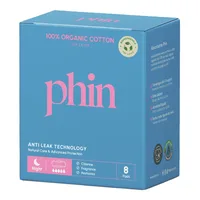Absorbante de noapte din Bumbac Organic, 8 bucati, Phin