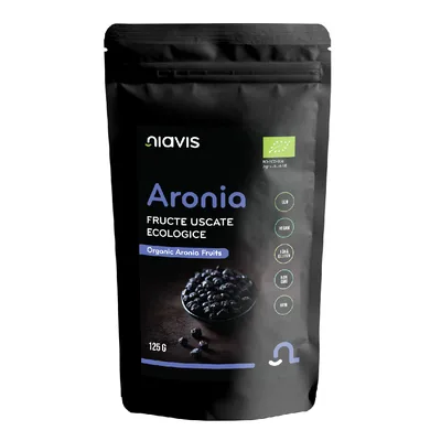 Fructe uscate raw ecologice Aronia, 125g, Niavis