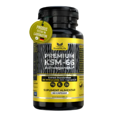 Ashwagandha KSM-66 Premium, 600 mg, 60 capsule vegane, Boost4Life