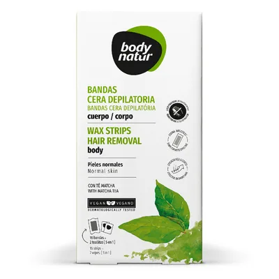 Benzi depilatoare pentru corp, 16 benzi+2 servetele post-epilare, Body Natur