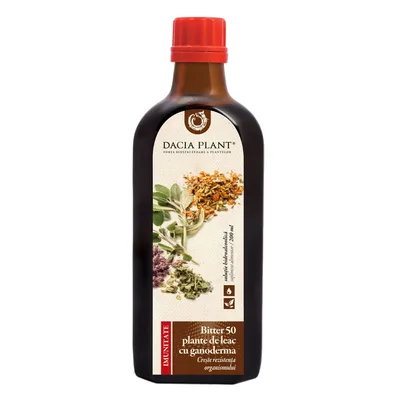 Bitter din 50 de plante cu Ganoderma, 500 ml, Dacia Plant