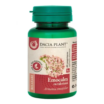 Emocalm cu valeriana, 60 comprimate, Dacia Plant