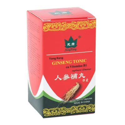 Ginseng tonic cu Vitamina B1, 300mg, 30 capsule, Yongkang