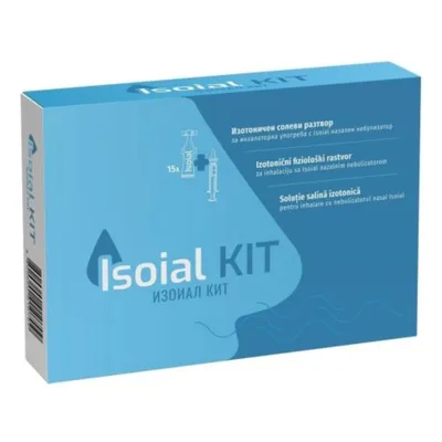 Kit solutie salina pentru nas infundat + nebulizator nazal, Isoial | 15 flacoane x 5 ml