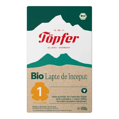 Formula lapte de inceput Bio 1, 0+ luni, 600 g, Topfer