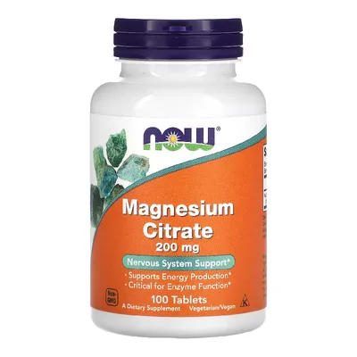 Magneziu Citrat, 200 mg, 100 tablete, Now Foods