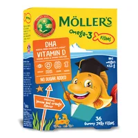 Pestisori gumati cu Omega-3 si aroma de portocale, 36 jeleuri, Moller's