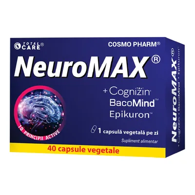 Neuromax + Cognizin® & BacoMind™️ Performanta Cerebrala, 30 capsule, Cosmopharm