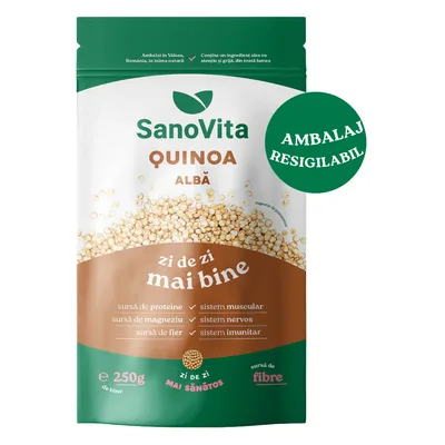 Quinoa alba, punga cu zipper, 250g, Sanovita