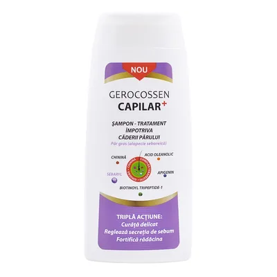 Sampon impotriva caderii parului par gras Capilar+, 275 ml, Gerocossen