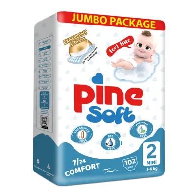 Scutece mini Soft, 3-6 kg, 52 bucati, PINE